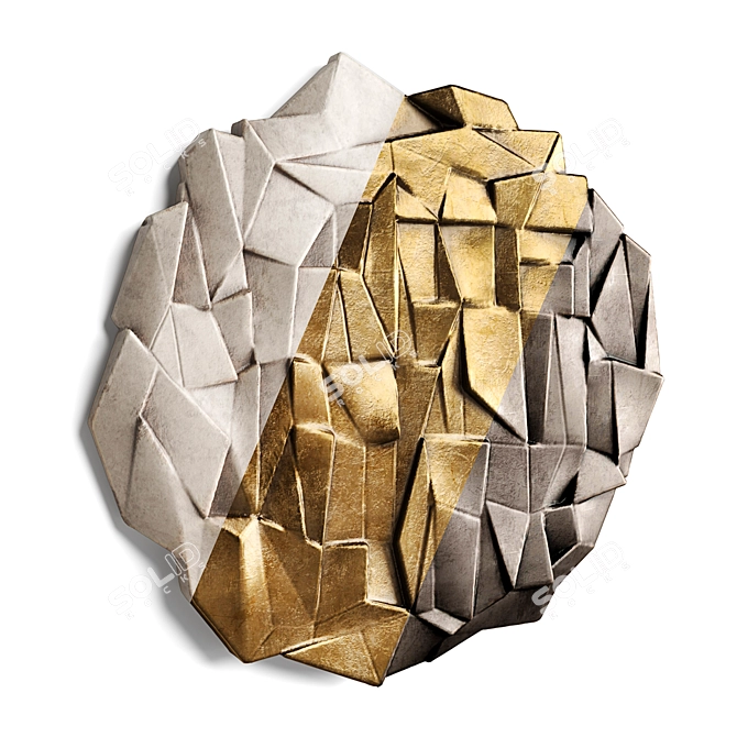 Elegant Metal Origami Wall Panel 3D model image 4