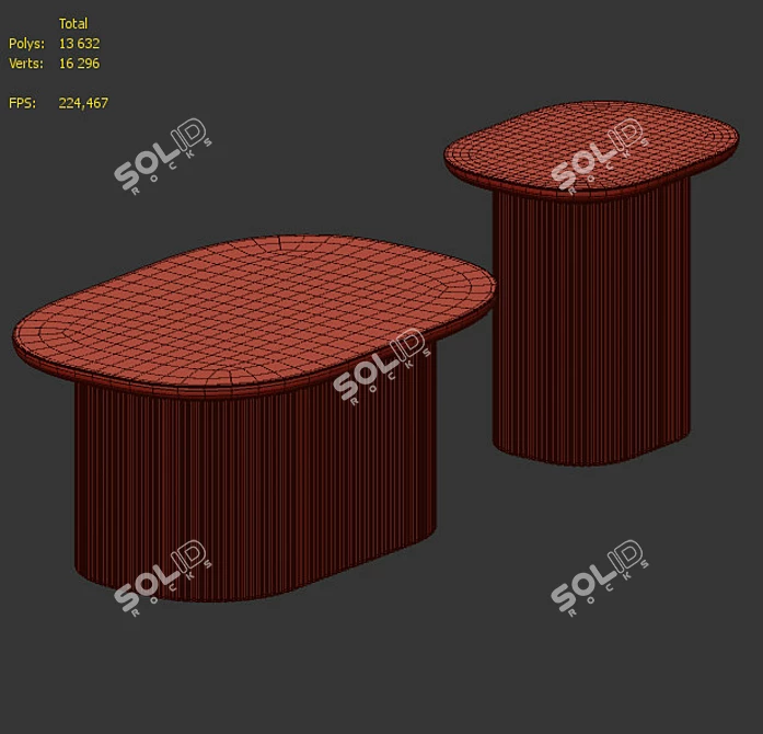 Rustic Oak Coffee Table 3D model image 2