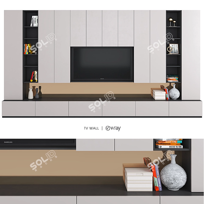 Modern TV Wall Unit Eva: Stylish & Functional 3D model image 1