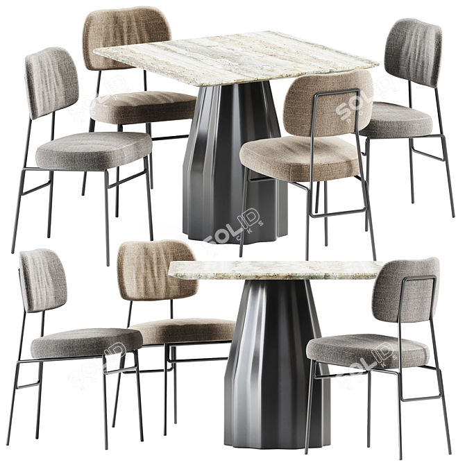 Stylish Kapoor Chair & Burin Table 3D model image 1