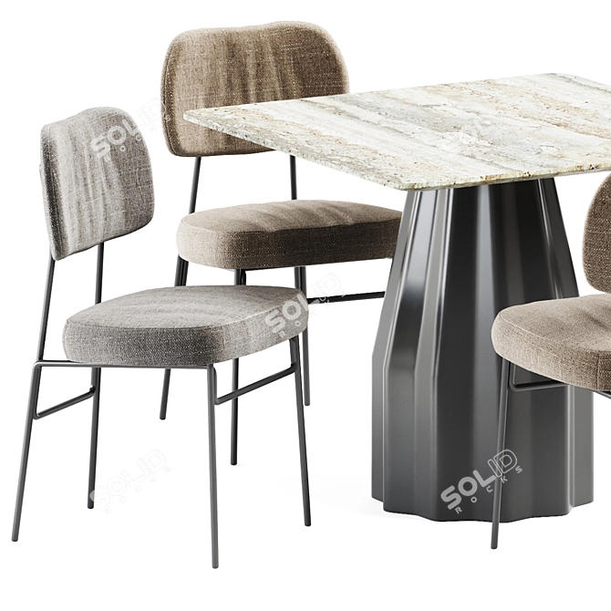 Stylish Kapoor Chair & Burin Table 3D model image 2