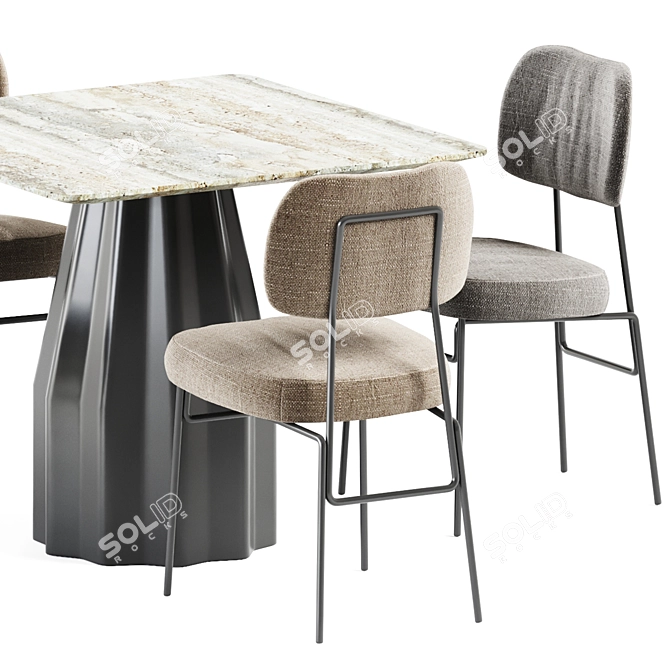 Stylish Kapoor Chair & Burin Table 3D model image 4