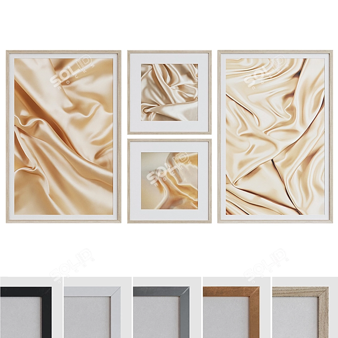 Modern Silk Frame Set with Abstract Patterns 3D model image 1