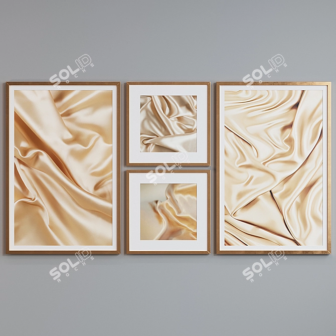 Modern Silk Frame Set with Abstract Patterns 3D model image 2