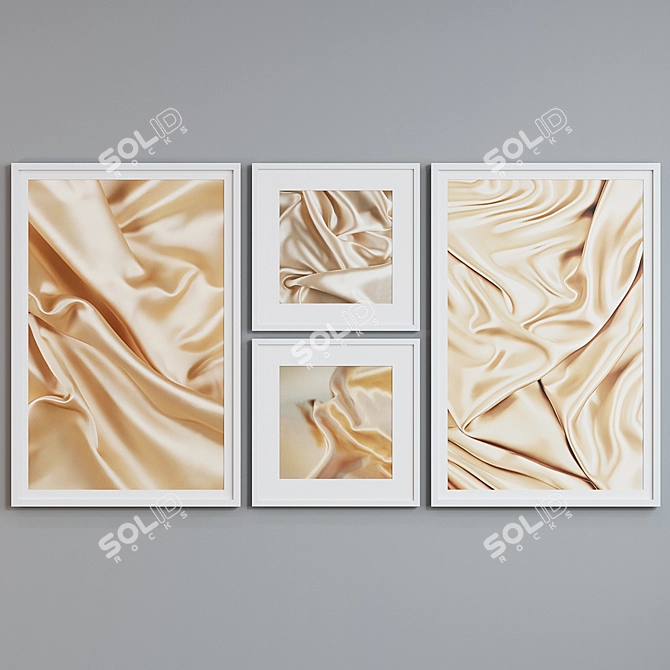 Modern Silk Frame Set with Abstract Patterns 3D model image 3