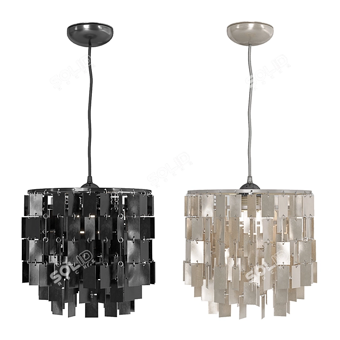Modern Square Black/White Pendant Lamp 3D model image 7