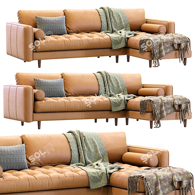 Sleek Sven Charme Tan Sectional 3D model image 2