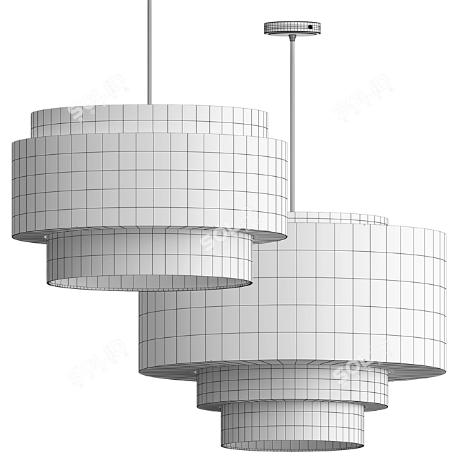 Elegant Tiered Drum Pendant 3D model image 3