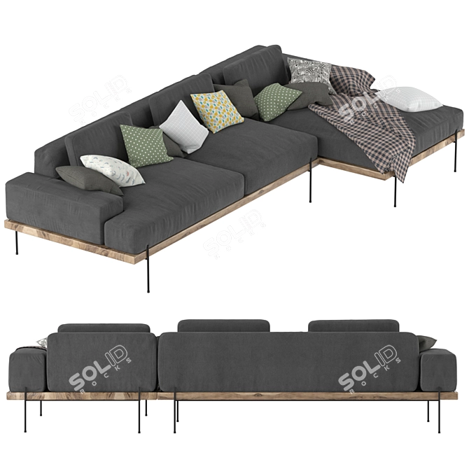 Modern Rivera Sectional Sofa 3D model image 3