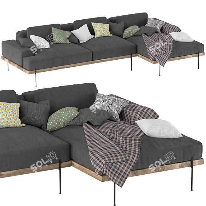 Modern Rivera Sectional Sofa 3D model image 5