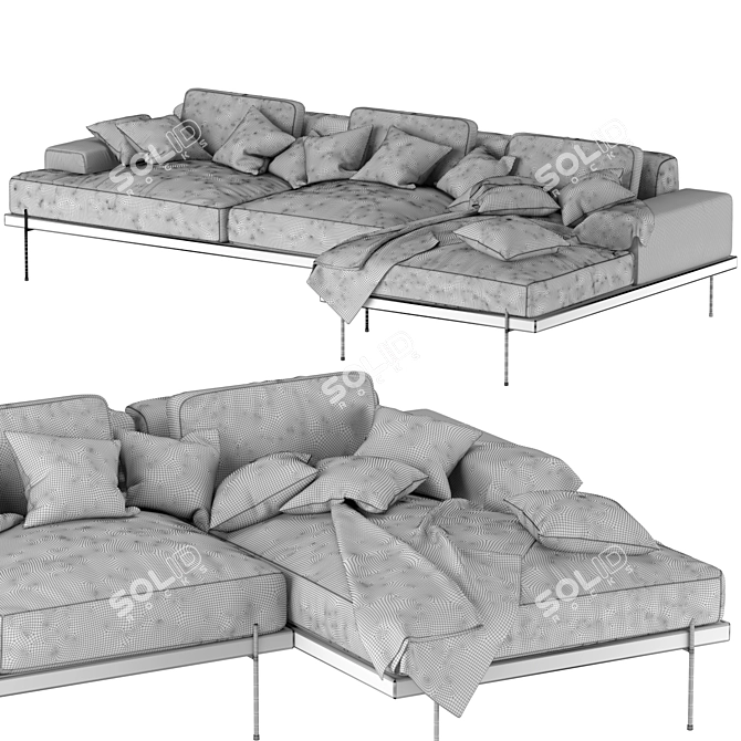 Modern Rivera Sectional Sofa 3D model image 6