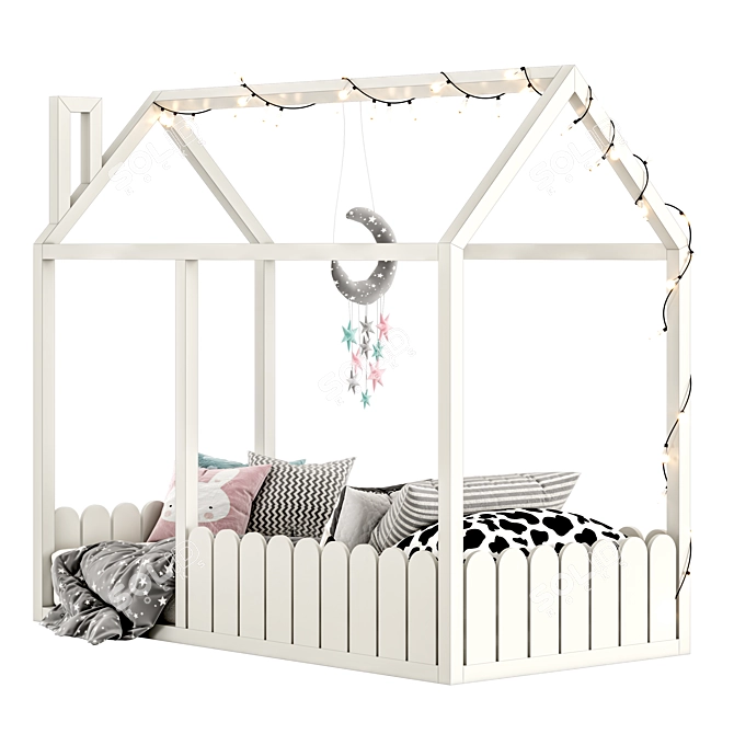 Kids House Bed: Whimsical Sleep Haven 3D model image 3