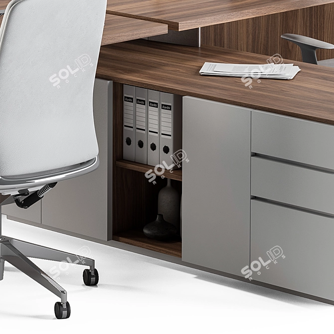 Modern Wood and White Office Set 3D model image 5