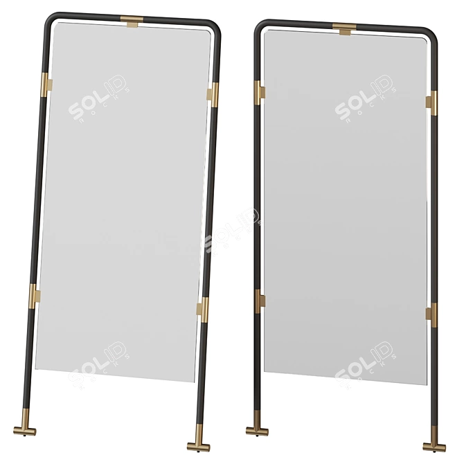 Tubular Glam Floor Mirror 3D model image 1