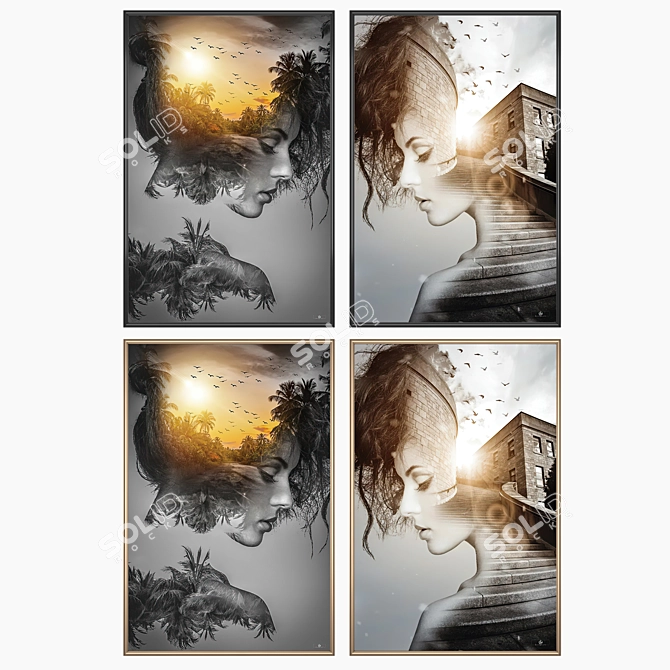 Duo Art Prints with Versatile Frames 3D model image 2