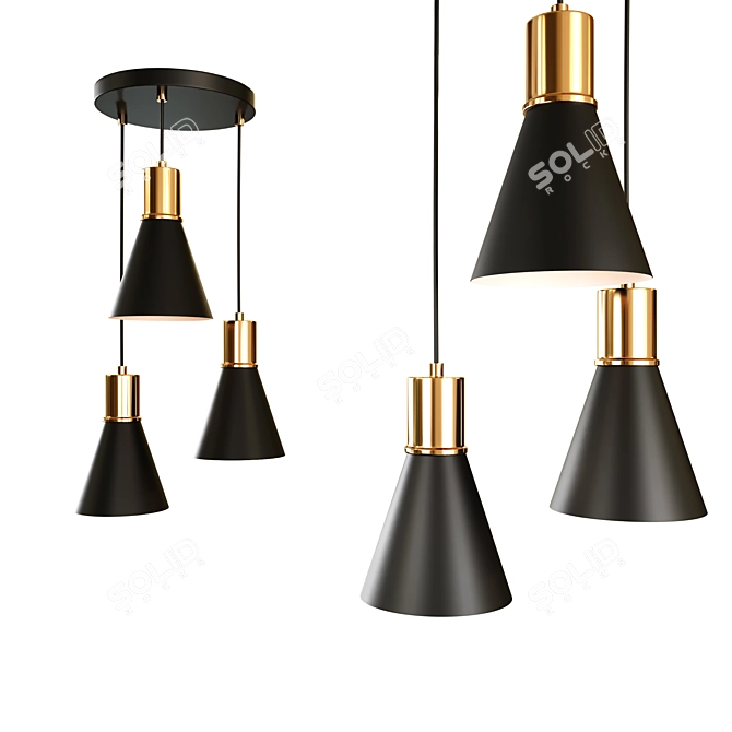 Elegant Cluster Cone Pendant 3D model image 1