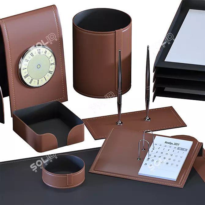 Executive Desk Set: Professional Elegance 3D model image 3