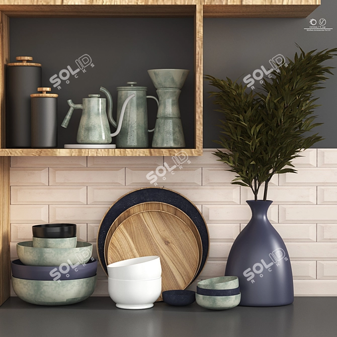 Sleek Kitchen Accessories Set 3D model image 3