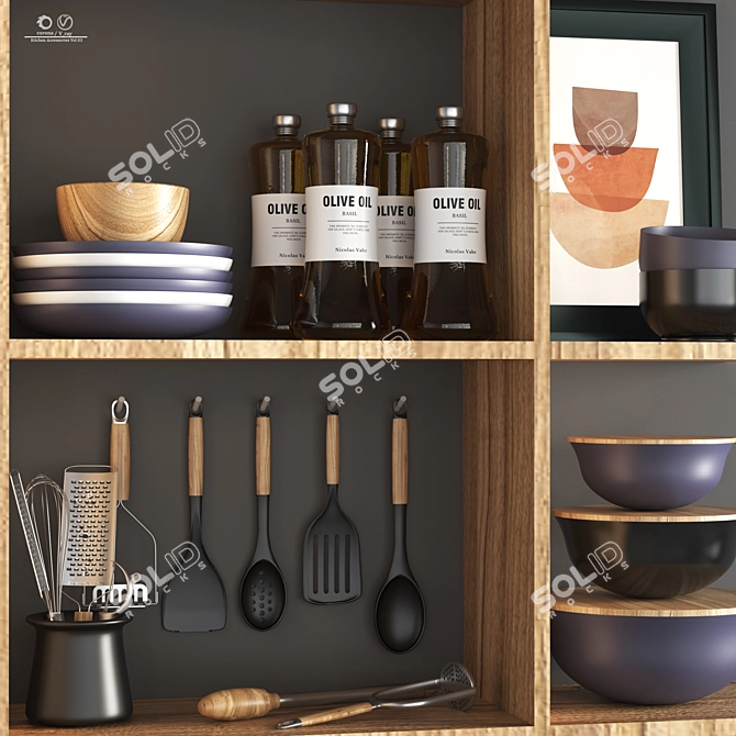 Sleek Kitchen Accessories Set 3D model image 4