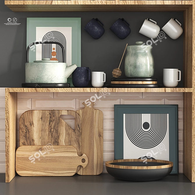 Sleek Kitchen Accessories Set 3D model image 5