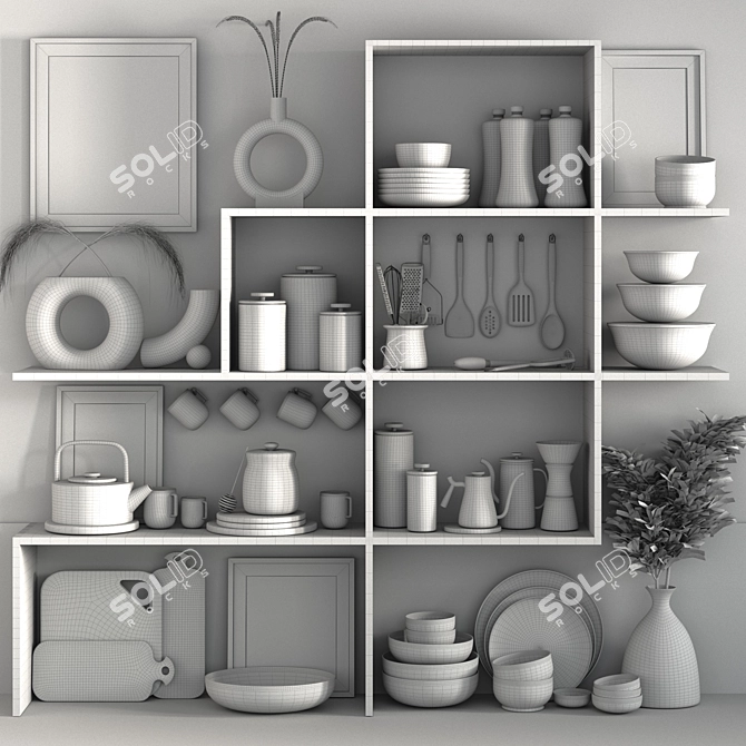 Sleek Kitchen Accessories Set 3D model image 6