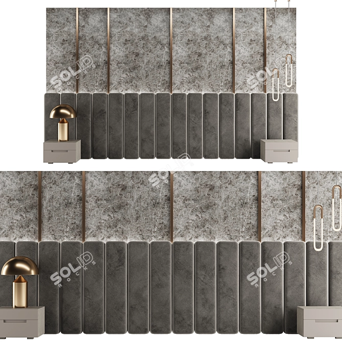 Modern Wall Panel with Headboard 3D model image 1