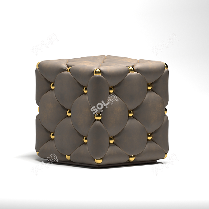 Cuddly Leather Ottomans 3D model image 1