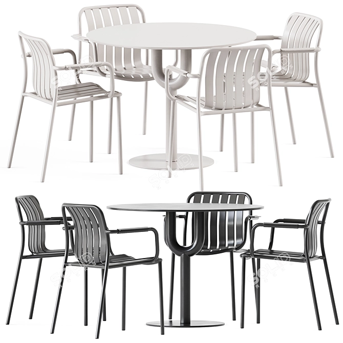 Modern Piper Pedestal Table & Trocadero Armchair 3D model image 1