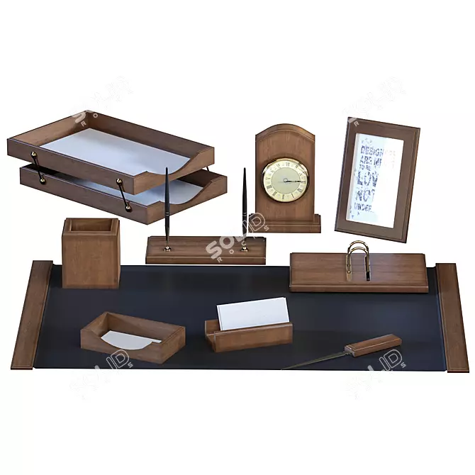 Luxury Executive Desk Set 3D model image 1