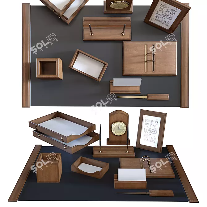 Luxury Executive Desk Set 3D model image 3
