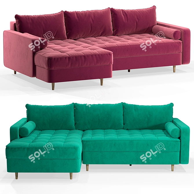 Volga 2: Stylish Corner Sofa 3D model image 1