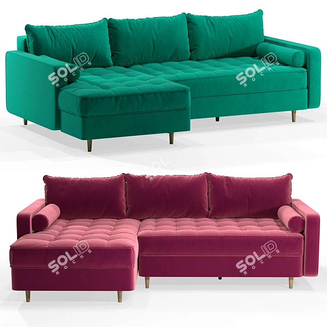 Volga 2: Stylish Corner Sofa 3D model image 3