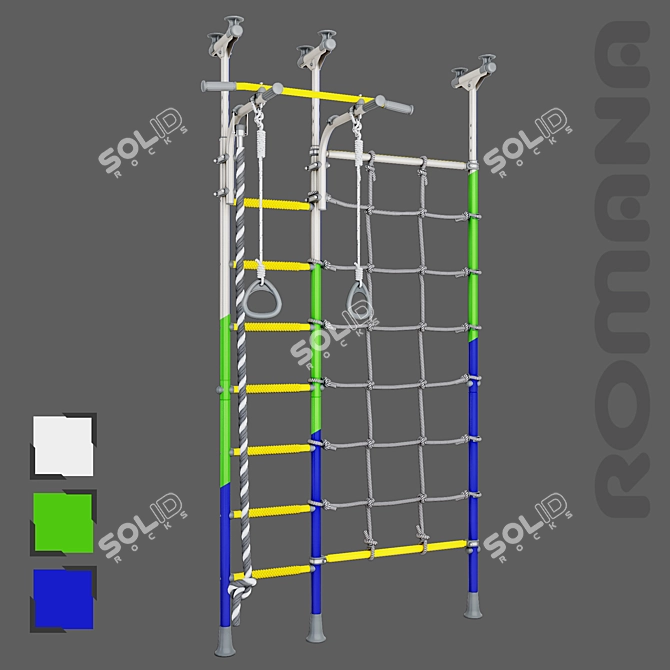 ROMANA R3 Swedish Wall with Adjustable Height 3D model image 2