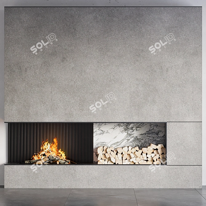 Modern Fireplace 3D Model 3D model image 1