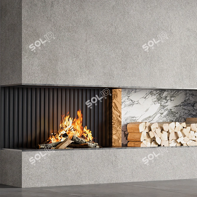 Modern Fireplace 3D Model 3D model image 2