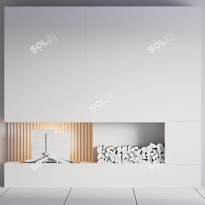 Modern Fireplace 3D Model 3D model image 4