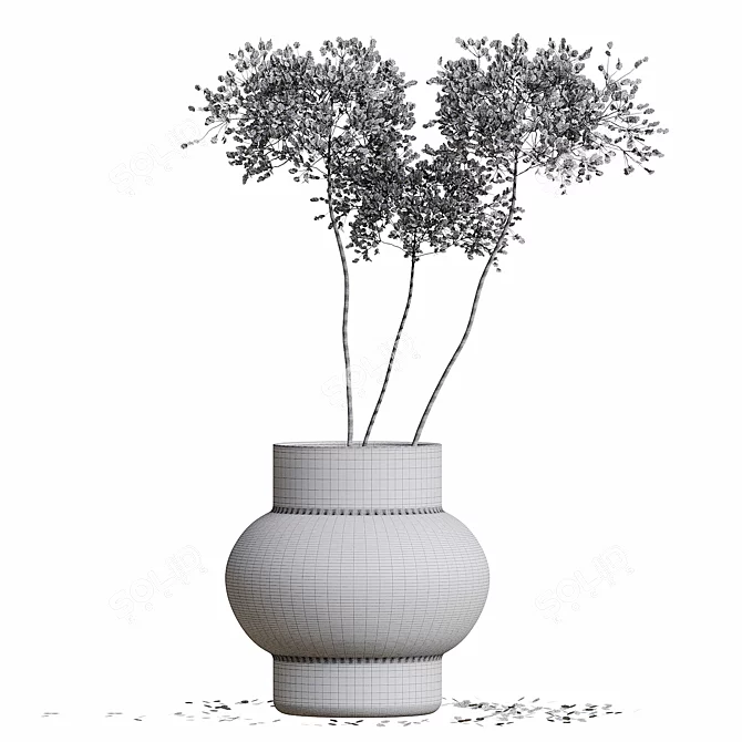 Elegant Blooms: Dry Flower Vase 3D model image 3