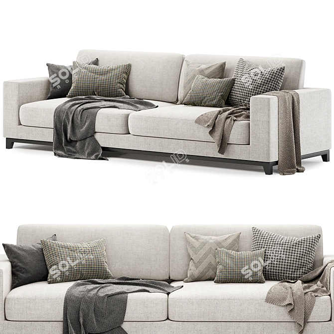 Modern Dallas 4 Seater Sofa 3D model image 2