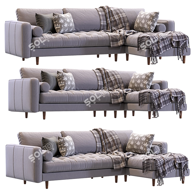 Charme Tan Sofa - Luxurious & Timeless 3D model image 1