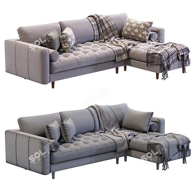 Charme Tan Sofa - Luxurious & Timeless 3D model image 3