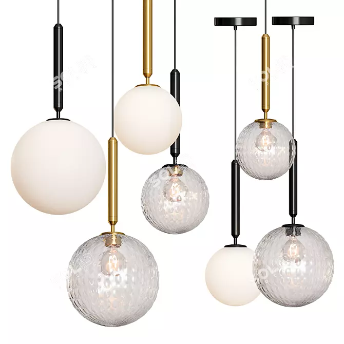 Modern Glass Ball Pendant Light 3D model image 1