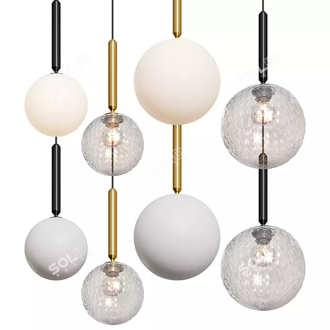 Modern Glass Ball Pendant Light 3D model image 2