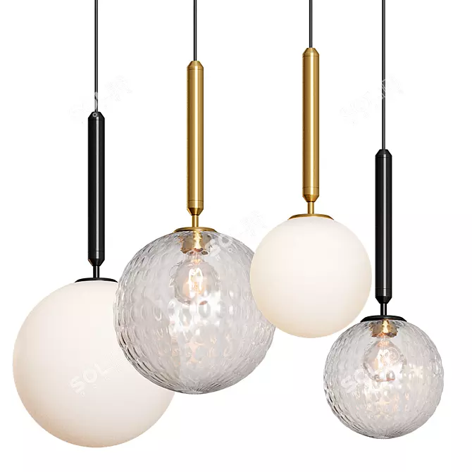 Modern Glass Ball Pendant Light 3D model image 3