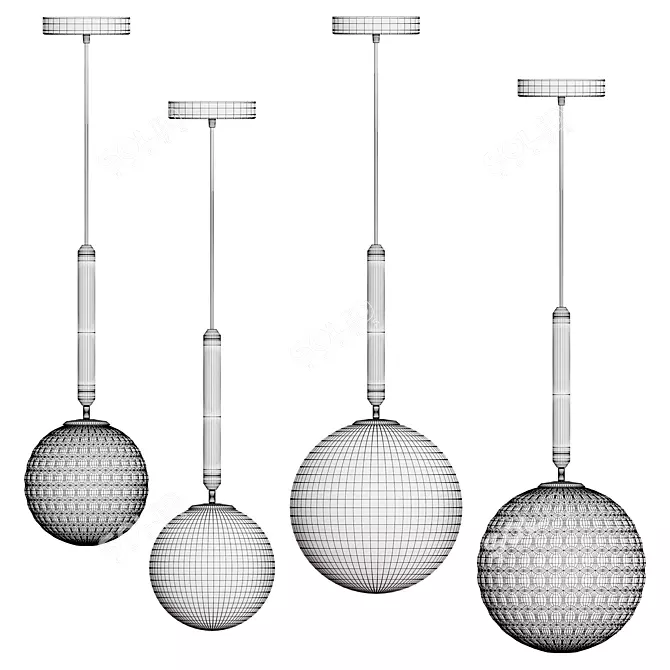 Modern Glass Ball Pendant Light 3D model image 6