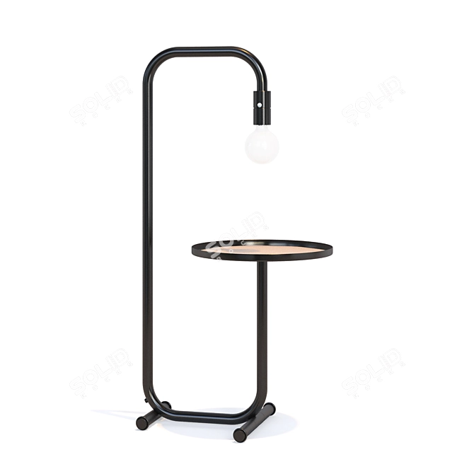 Loft Style Floor Lamp with Table 3D model image 1