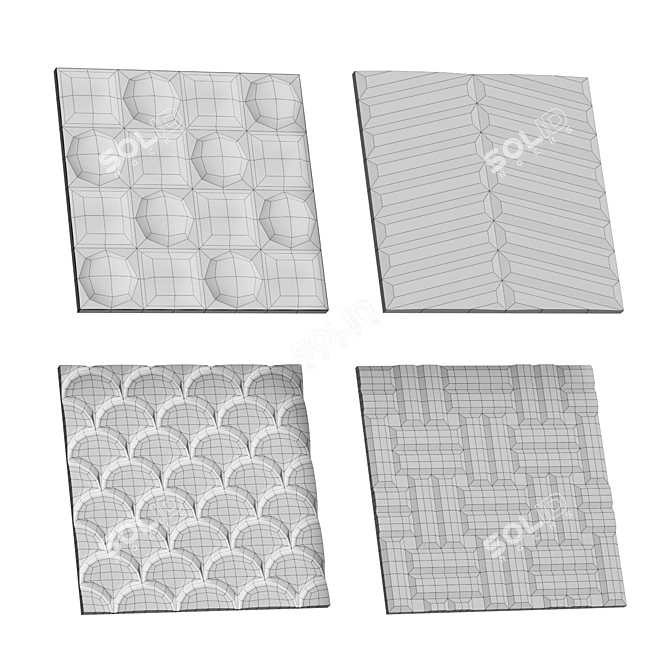 Fluted Glass Set 16: Elegant Relief Textured Collection 3D model image 7