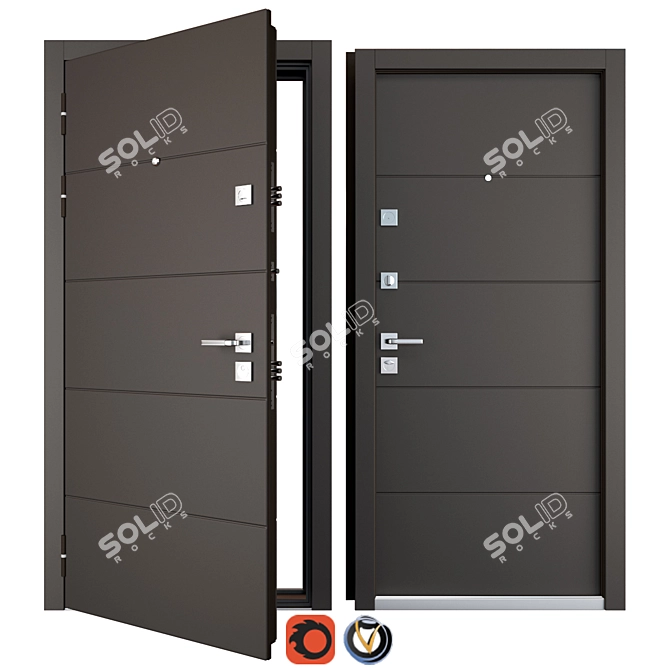 Liberta Entrance Metal Door: Durable & Stylish 3D model image 1