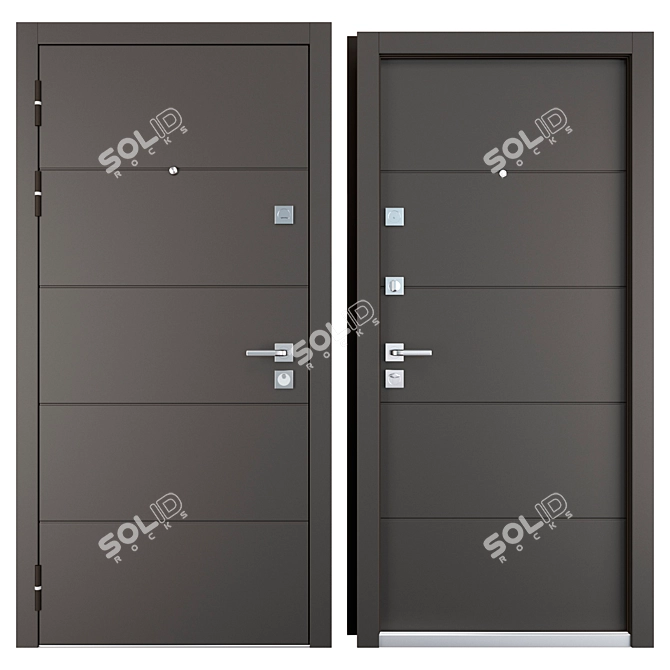 Liberta Entrance Metal Door: Durable & Stylish 3D model image 3