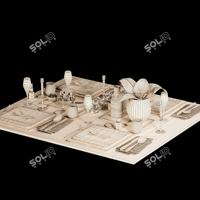 Rock Set - Tableware for Four 3D model image 5