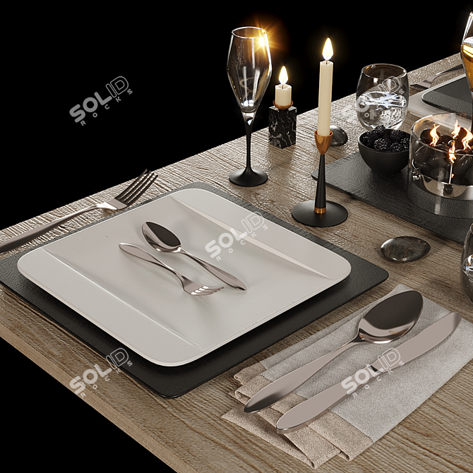 Rock Set - Tableware for Four 3D model image 6